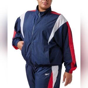 $60 Reebok Women Plus Size Zip-Front Long-Sleeve Colorblocked Jacket